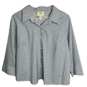Talbots Women’s Patterned Wrinkle Resistant Stretch Button Down Top